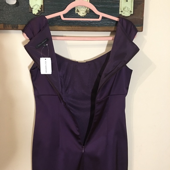 Holt Renfrew David Meister Purple Satin Sheath Cocktail Dress Size 6 - Picture 10 of 16